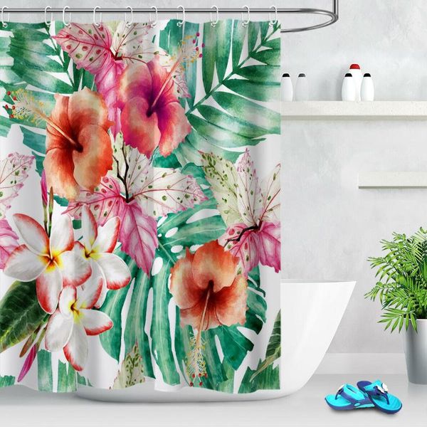 shower curtains custom tropical flowers leaves fabric curtain set bathroom decor w/ hooks
shower curtains custom tropical flowers leaves fabric curtain set bathroom decor w/ hooks
