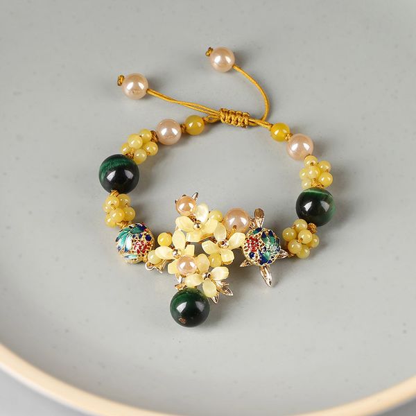 xianlan022 national wind antique bracelet with coloured glaze hand string chinese wind restoring ancient ways tigereye agate brace, Silver
xianlan022 national wind antique bracelet with coloured glaze hand string chinese wind restoring ancient ways tigereye agate brace, Silver
