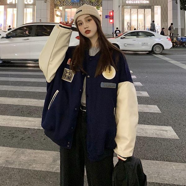 women's jackets 2021 spring and autumn korean style baseball jacket thickened leather sleeves coat women winter clothes, Black;brown
women's jackets 2021 spring and autumn korean style baseball jacket thickened leather sleeves coat women winter clothes, Black;brown