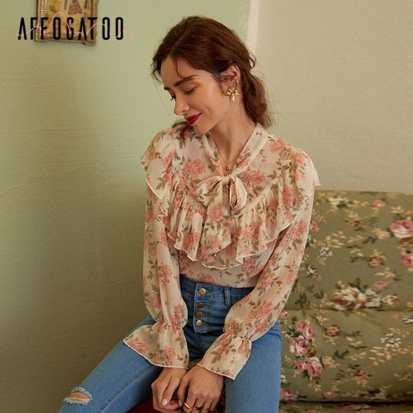 women's blouses & shirts affogatoo casual bow tie ruffle women blouse shirt trumpet sleeve flower female girlish style chiffon ladies, White
women's blouses & shirts affogatoo casual bow tie ruffle women blouse shirt trumpet sleeve flower female girlish style chiffon ladies, White