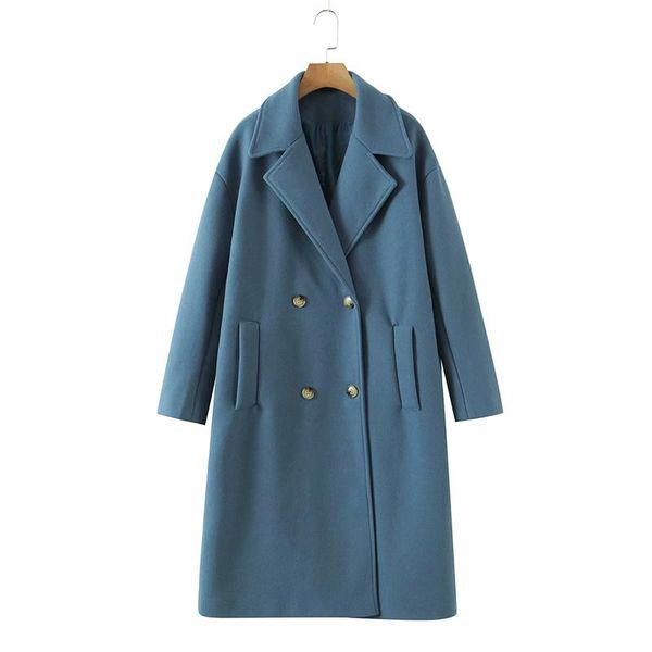 women's wool & blends puwd elegant women loose blue woolen coat 2021 autumn oversize female pockets long coats ladies comfortable solid, Black
women's wool & blends puwd elegant women loose blue woolen coat 2021 autumn oversize female pockets long coats ladies comfortable solid, Black