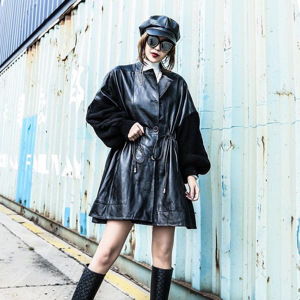women's trench coats stitching pu faux leather jacket women 2021 mid-length trendy harajuku style loose bf korean black coat streetwear, Tan;black
women's trench coats stitching pu faux leather jacket women 2021 mid-length trendy harajuku style loose bf korean black coat streetwear, Tan;black