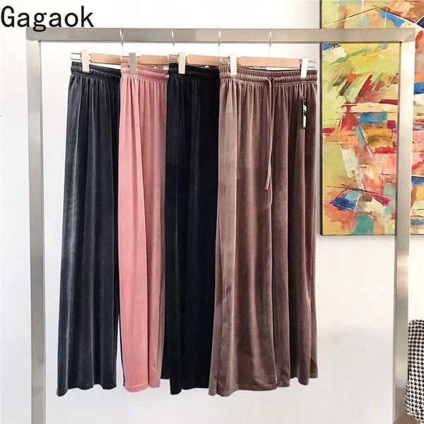 women casual pant spring autumn solid straight pleated high elastic waist loose wild retro female fashion pants 210531, Black;white
women casual pant spring autumn solid straight pleated high elastic waist loose wild retro female fashion pants 210531, Black;white