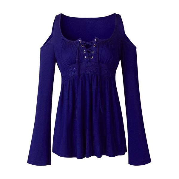 women's blouses & shirts women shirt blouse v neck long sleeve lace splicing cold shoulder frenulum casual autumn camisas mujer, White
women's blouses & shirts women shirt blouse v neck long sleeve lace splicing cold shoulder frenulum casual autumn camisas mujer, White