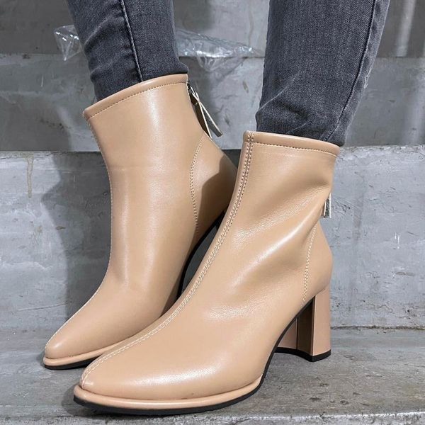 boots pointed toe blue white ankle genuine leather chunky high heel short female zipper shoes casual western, Black
boots pointed toe blue white ankle genuine leather chunky high heel short female zipper shoes casual western, Black