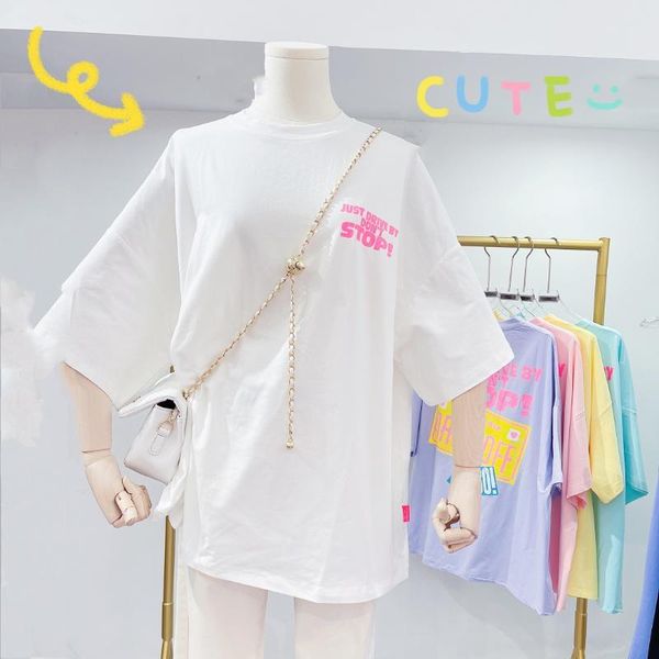 women's t-shirt korean summer super short sleeve letter printing western style bottoming women clothing, White
women's t-shirt korean summer super short sleeve letter printing western style bottoming women clothing, White