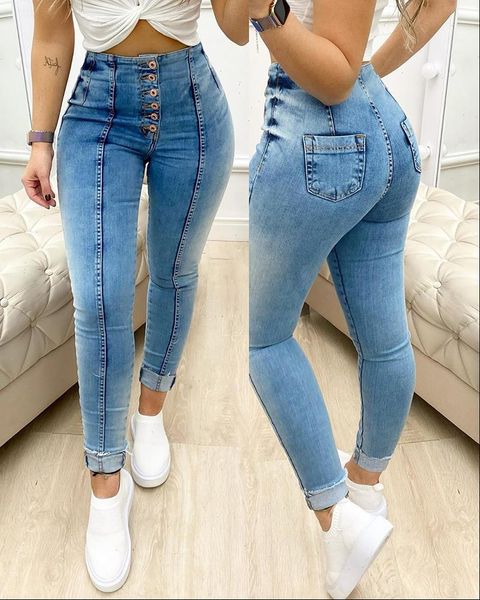 fashion spring autumn ripped womens jeans denim button pocket design skinny cotton casual femmes pants, Blue
fashion spring autumn ripped womens jeans denim button pocket design skinny cotton casual femmes pants, Blue