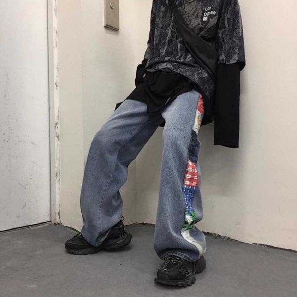 summer korean ulzzang fashion retro nostalgia side patchwork casual straight jeans chic harajuku wide leg women trousers 210608, Blue
summer korean ulzzang fashion retro nostalgia side patchwork casual straight jeans chic harajuku wide leg women trousers 210608, Blue