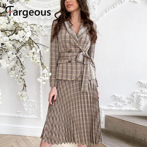two piece dress fargeous two-piece vintage pleated belt plaid women elegant office ladies blazer long sleeve autumn midi 2021, White
two piece dress fargeous two-piece vintage pleated belt plaid women elegant office ladies blazer long sleeve autumn midi 2021, White