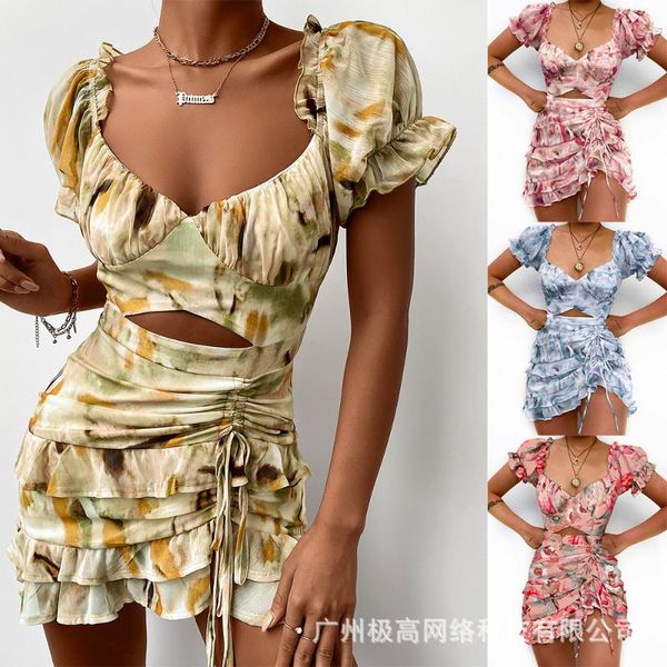 women's swimwear 2021 printed pleated dress, White;black 
women's swimwear 2021 printed pleated dress, White;black