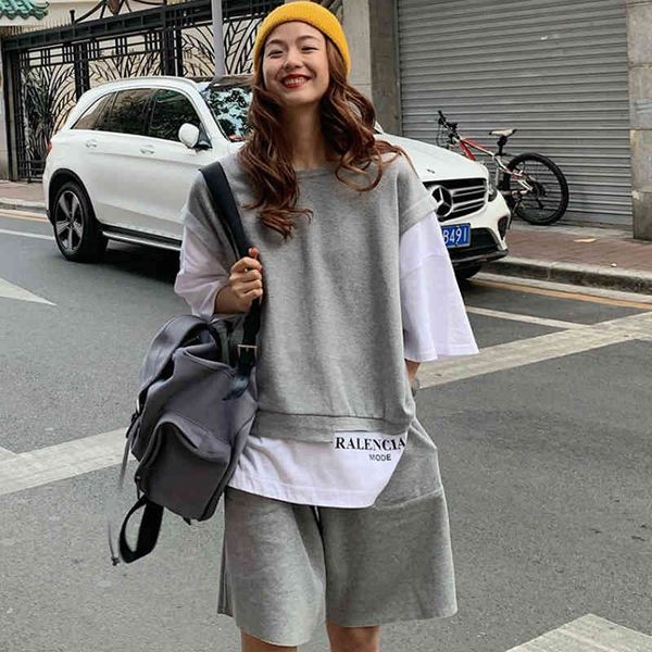 women's tracksuits womens 2 piece set summmer autumn oversize t shirt + sporting shorts sweat two outfit solid color s l2jq, Gray
women's tracksuits womens 2 piece set summmer autumn oversize t shirt + sporting shorts sweat two outfit solid color s l2jq, Gray