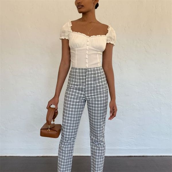 summer women's shirt casual solid color button decoration 210430, White
summer women's shirt casual solid color button decoration 210430, White