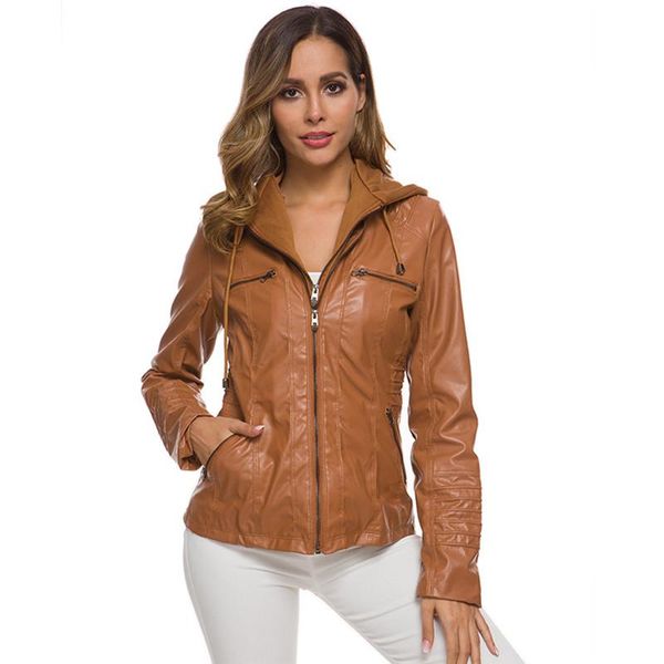 women's leather & faux moto jacket women zipper coat turn down collar ladies outerwear pu female, Black
women's leather & faux moto jacket women zipper coat turn down collar ladies outerwear pu female, Black