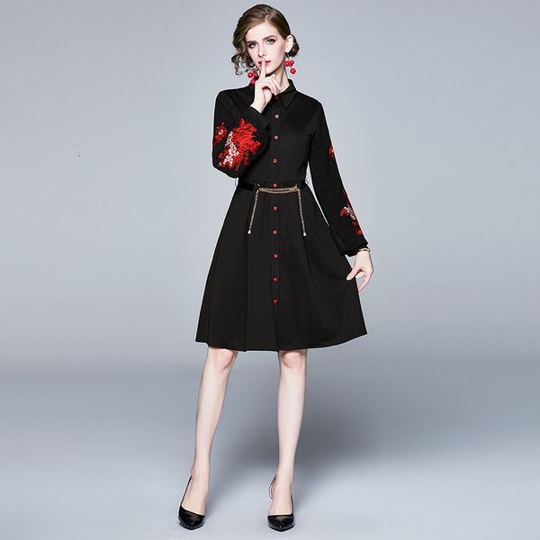 women long sleeve england style casual dress autumn embroidery women solid autumn dresses big swing dress vestidos 210515, Black;gray
women long sleeve england style casual dress autumn embroidery women solid autumn dresses big swing dress vestidos 210515, Black;gray