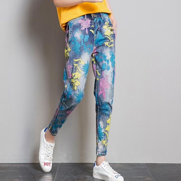 women's jeans woman high waist loose harem pants european style fashion printed slim casual female ankle-length trousers 2021 spring, Blue
women's jeans woman high waist loose harem pants european style fashion printed slim casual female ankle-length trousers 2021 spring, Blue