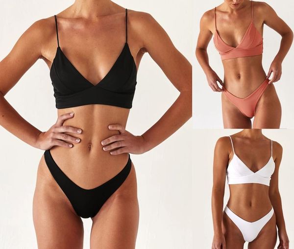 women's swimwear two piece solid color womens bikini set bra panty swimsuit 2pcs bathing suit swimming beachwear vacation, White;black
women's swimwear two piece solid color womens bikini set bra panty swimsuit 2pcs bathing suit swimming beachwear vacation, White;black