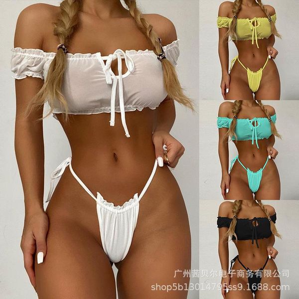 women's swimwear mandylandy women bra drawstring ruffle crop bralette high cut briefs thong underwear two piece bikini lingerie set, White;black
women's swimwear mandylandy women bra drawstring ruffle crop bralette high cut briefs thong underwear two piece bikini lingerie set, White;black