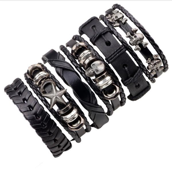 charm bracelets 6pcs/set leather bracelet multilayer punk skull star wrap hand vintage & bangles men jewelry, Golden;silver
charm bracelets 6pcs/set leather bracelet multilayer punk skull star wrap hand vintage & bangles men jewelry, Golden;silver