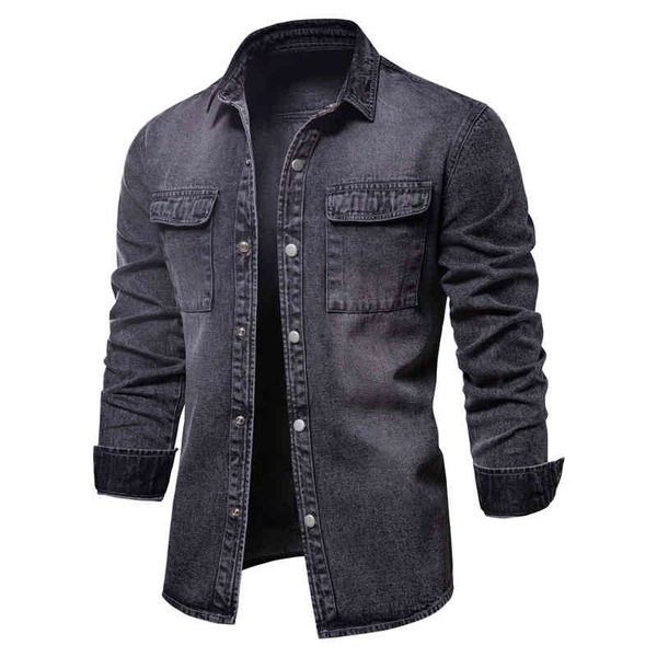 aiopon 100% cotton denim ets casual solid color pocket thin et for style spring men clothing, Black
aiopon 100% cotton denim ets casual solid color pocket thin et for style spring men clothing, Black