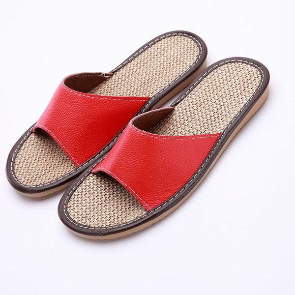 women home slippers linen indoor bedroom sandals couple genuine leather floor, Black
women home slippers linen indoor bedroom sandals couple genuine leather floor, Black