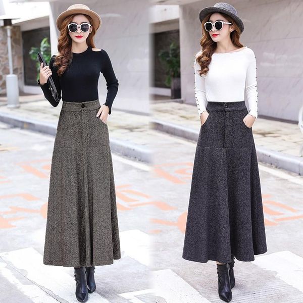 skirts autumn winter a line stripe skirt women elastic high waist casual thick long maxi wool big swing female, Black
skirts autumn winter a line stripe skirt women elastic high waist casual thick long maxi wool big swing female, Black