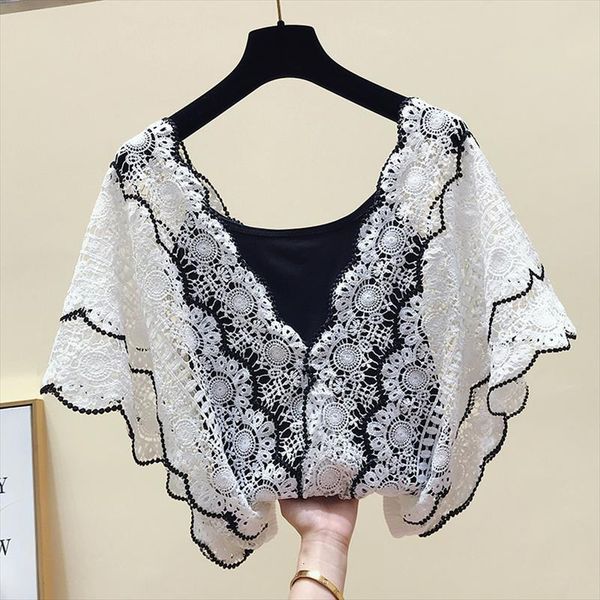 v neck summer twopiece girls women blouses hollow out short sleeve lace shirt holiday seaside beach, White
v neck summer twopiece girls women blouses hollow out short sleeve lace shirt holiday seaside beach, White
