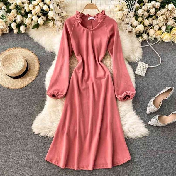 lady fashion sweet wood ear v collared a-line dress women autumn winter long sleeve solid color casual vestidos q294 210527, Black;gray
lady fashion sweet wood ear v collared a-line dress women autumn winter long sleeve solid color casual vestidos q294 210527, Black;gray
