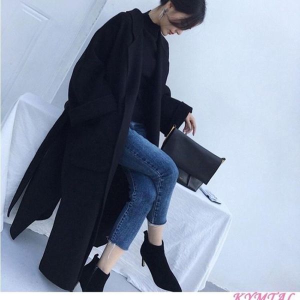 women's wool & blends medium and long knee length lace up tweed coat with split fork 2021 winter handmade double-sided cashmere for wom, Black
women's wool & blends medium and long knee length lace up tweed coat with split fork 2021 winter handmade double-sided cashmere for wom, Black