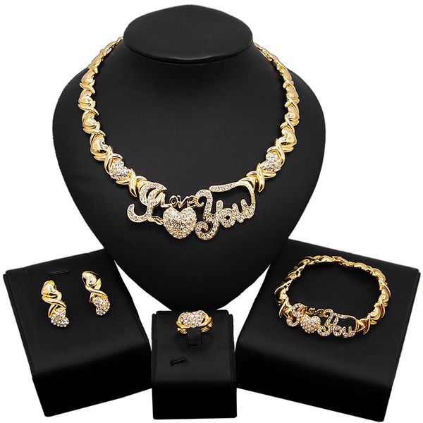 yulaili stainless steel wedding bridal gold plated necklace jewelry set latest xoxo big i love you popular gift for ladies jewellery sets, Black
yulaili stainless steel wedding bridal gold plated necklace jewelry set latest xoxo big i love you popular gift for ladies jewellery sets, Black