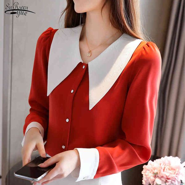 autumn sweet loose long-sleeve chiffon shirt women casual solid button cardigan blouse red black blusas 10603 210508, White
autumn sweet loose long-sleeve chiffon shirt women casual solid button cardigan blouse red black blusas 10603 210508, White