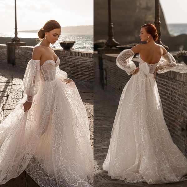 katherine joyce 2021 boho wedding dresses detachable long sleeve lace appliqued sweetheart backless bridal gowns robe de mariée, White
katherine joyce 2021 boho wedding dresses detachable long sleeve lace appliqued sweetheart backless bridal gowns robe de mariée, White
