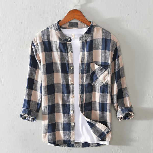 men's t-shirts plaid three-quarter sleeved linen and cotton brand stand collar casual shirts for men fashion shirt mens camiseta u892, White;black
men's t-shirts plaid three-quarter sleeved linen and cotton brand stand collar casual shirts for men fashion shirt mens camiseta u892, White;black