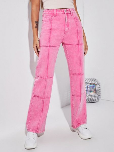 contrast stitch wide leg jeans k3x0#, Blue
contrast stitch wide leg jeans k3x0#, Blue