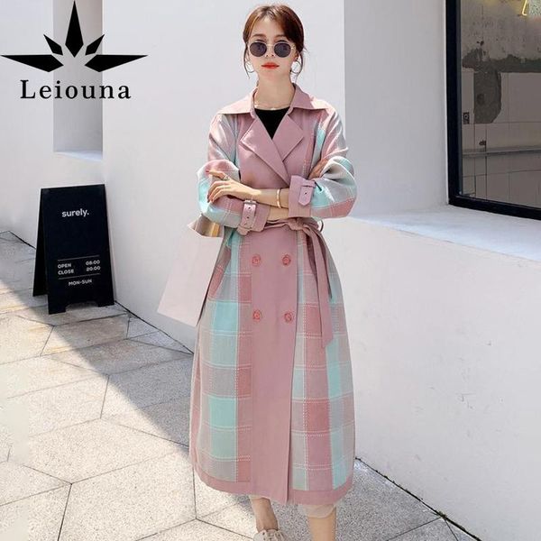 leiouna casual long 2021 fashion women's spring autumn design pink belt contrast color plaid stitching suit collar coats wool & blends, Black
leiouna casual long 2021 fashion women's spring autumn design pink belt contrast color plaid stitching suit collar coats wool & blends, Black