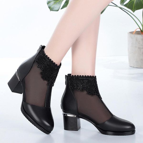 sandals fashion mesh genuine leather shoes woman high heel 2021 breathable cool boots summer women, Black
sandals fashion mesh genuine leather shoes woman high heel 2021 breathable cool boots summer women, Black
