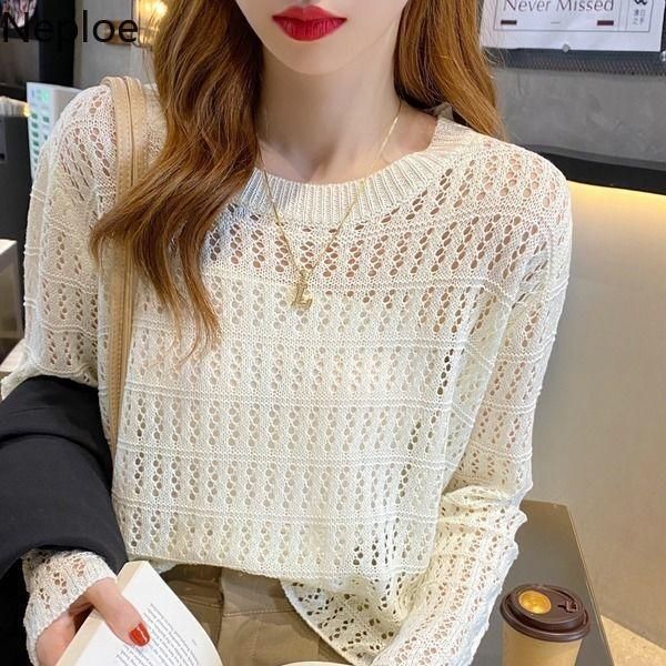 women's sweaters neploe heavy hollow out pullovers mujer fall 2021 women clothing loose casual knitted sweater korean fashion jumper, White;black
women's sweaters neploe heavy hollow out pullovers mujer fall 2021 women clothing loose casual knitted sweater korean fashion jumper, White;black