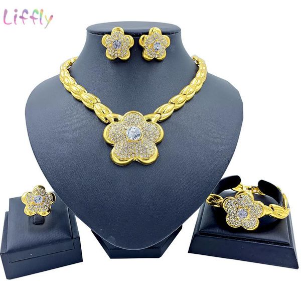 earrings & necklace nigeria flower jewelry elegant women bracelet ring crystal wedding fashion sets party gift, Silver
earrings & necklace nigeria flower jewelry elegant women bracelet ring crystal wedding fashion sets party gift, Silver