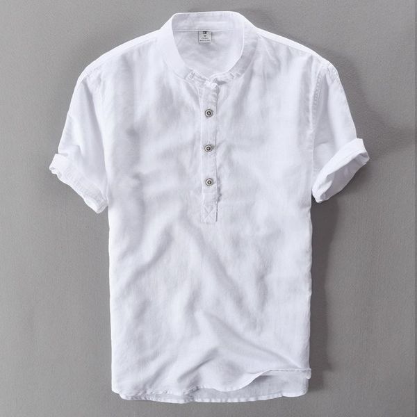 men's casual shirts stand collar short sleeve linen cotton shirt with botton white green blue chinese style summer men, White;black
men's casual shirts stand collar short sleeve linen cotton shirt with botton white green blue chinese style summer men, White;black