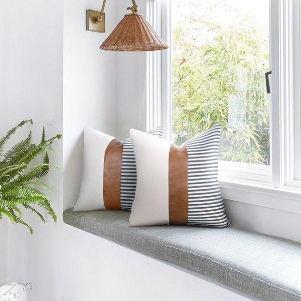 cushion/decorative pillow cushion cover luxury stripe jacquard decor black brown embroidery pu splicing pillowcase
cushion/decorative pillow cushion cover luxury stripe jacquard decor black brown embroidery pu splicing pillowcase