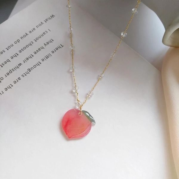 pendant necklaces natural stone quartz red peach cherry necklace for woman metal chain plated gold choker sweet jewelry girl, Silver
pendant necklaces natural stone quartz red peach cherry necklace for woman metal chain plated gold choker sweet jewelry girl, Silver