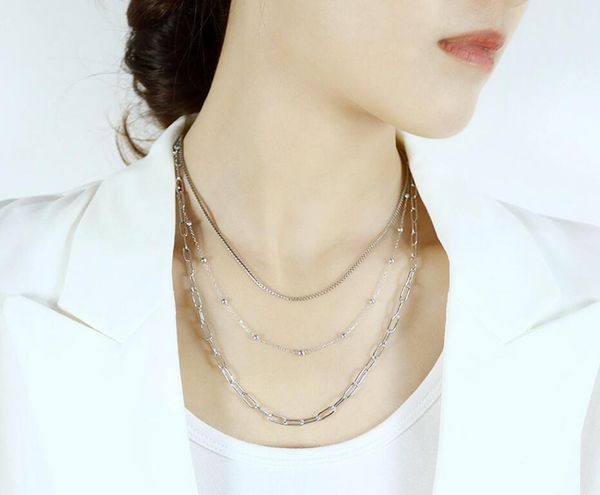multi-layered necklace set punk chain for women girls stainless steel simple clavicle jewelry 40cm+6cm, Silver
multi-layered necklace set punk chain for women girls stainless steel simple clavicle jewelry 40cm+6cm, Silver