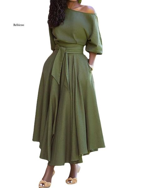 party dresses diagonal collar women dress fashion casual lace up elegant maxi for robe femme spring autumn, White;black
party dresses diagonal collar women dress fashion casual lace up elegant maxi for robe femme spring autumn, White;black