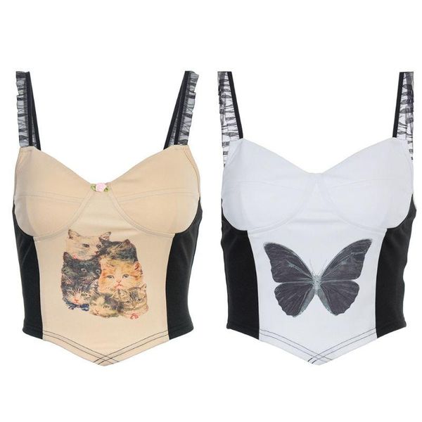 women's tanks & camis women lace strap sleeveless crop cat butterfly contrast color slim cami vest f42f, White
women's tanks & camis women lace strap sleeveless crop cat butterfly contrast color slim cami vest f42f, White
