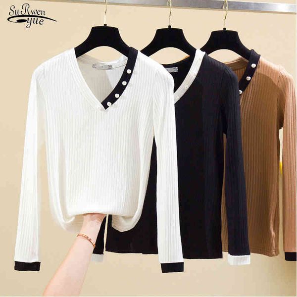 spring knitted t shirt women ops long sleeve v neck woman -shirts femme high stretch solid casual women's shirts 13283 210508, White
spring knitted t shirt women ops long sleeve v neck woman -shirts femme high stretch solid casual women's shirts 13283 210508, White