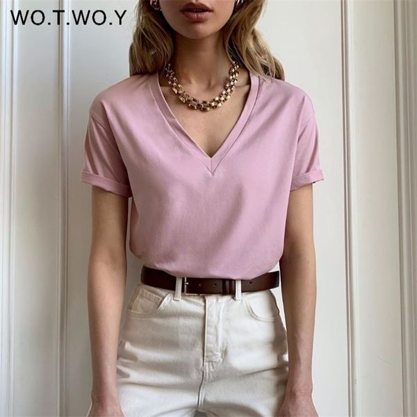 wotwoy summer knitted v-neck t-shirt women cotton basic solid tee shirt female short sleeve kintwear harajuku tshirt ladies 210729, White
wotwoy summer knitted v-neck t-shirt women cotton basic solid tee shirt female short sleeve kintwear harajuku tshirt ladies 210729, White