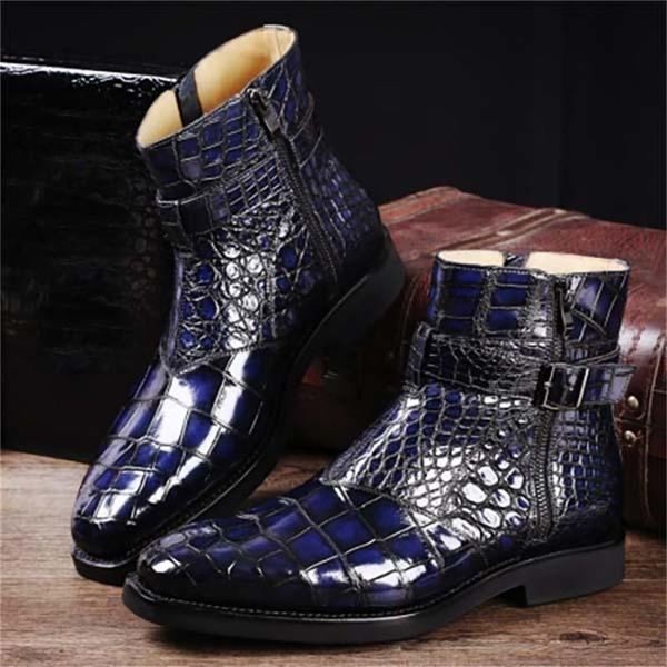 Mens Handmade PU Blue Crocodile Pattern Pointed Toe Classic Retro Fashion Trend Business Casual All-match Ankle Boots 1KB030
Mens Handmade PU Blue Crocodile Pattern Pointed Toe Classic Retro Fashion Trend Business Casual All-match Ankle Boots 1KB030