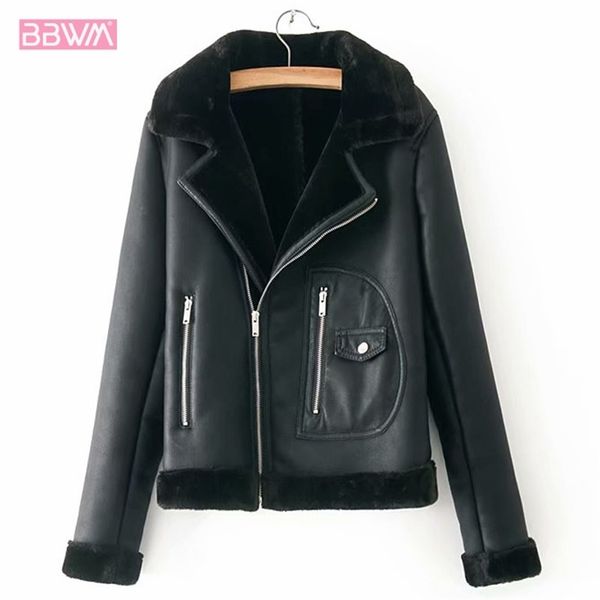 pu warm fur long sleeve lapel thickening motorcycle women's jacket winter belt chic zipper black female coat green 210507
pu warm fur long sleeve lapel thickening motorcycle women's jacket winter belt chic zipper black female coat green 210507