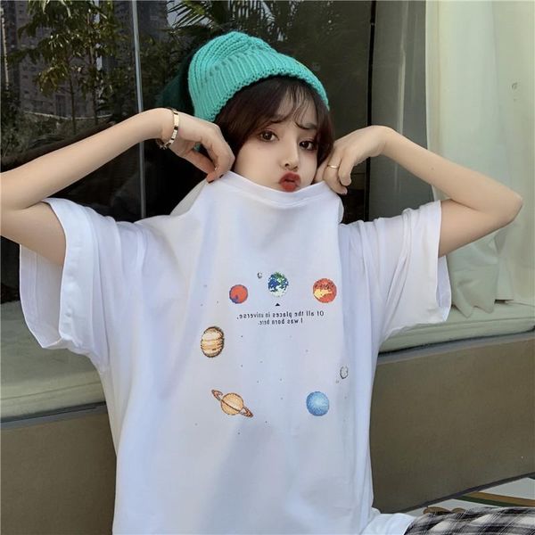 women's t-shirt t-shirts japanese kawaii ladies ulzzang planet print tshirt female korean harajuku cute clothes for women, White
women's t-shirt t-shirts japanese kawaii ladies ulzzang planet print tshirt female korean harajuku cute clothes for women, White