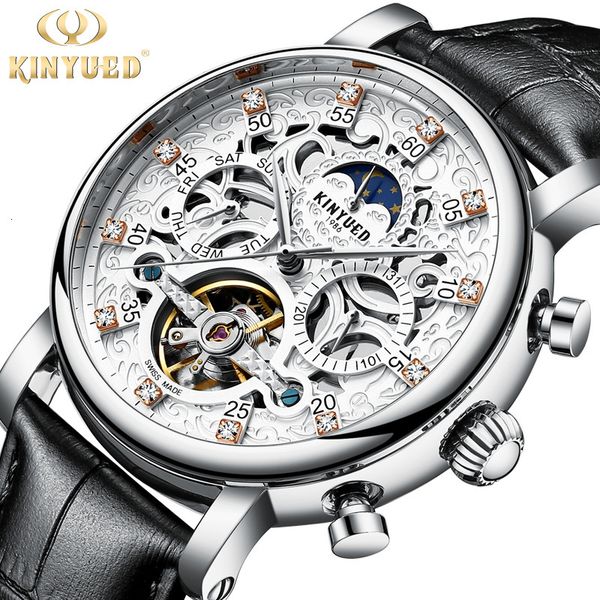 wrist watch kinyued tiktok commercial leather men's mechanical hollow waterproof table live by voice., Slivery;brown
wrist watch kinyued tiktok commercial leather men's mechanical hollow waterproof table live by voice., Slivery;brown