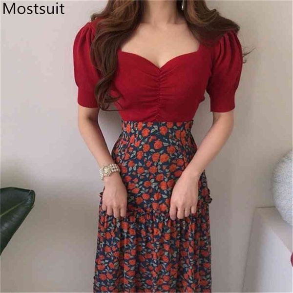 summer korean fashion 2 piece skirt sets outfits women short sleeve + high waist chiffon printed long ladies set 210513, White
summer korean fashion 2 piece skirt sets outfits women short sleeve + high waist chiffon printed long ladies set 210513, White
